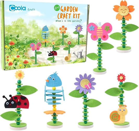 Coola Spring Craft Kit for Kids - Art and Craft DIY Early Educational Toys Suitable for Girls & Boys Pack 6 Include 2Flowers Snail Birdie Butterfly Ladybug Best Gift for Kids Age 3,4,5,6,7,8,9