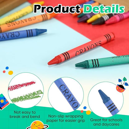 Crayons Bulk 8 Different Color Crayon Wrapped Wax Mini Boxes Bulk Party Favors Packs for Classroom Home Birthdays School Teachers(10 Packs)