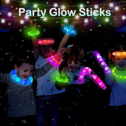 24 PCS Light up Party Favors Supplies for Kids 4-8-12,Bulk Valentines Glow Sticks Bracelet Necklace Accessories for Toddlers,Neon Birthday Return Gifts Treats, Mardi Gras Goodie Bag Stuffer Fillers