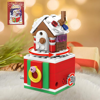 Christmas Building Blocks Sets Rotating Gingerbread house Building Sets for Kids 2024 Christmas Kits Small Xmas Building Brick Toys Gifts for Adults Teens Kids Girls Boys Ages 6+(132PCS Small Size)