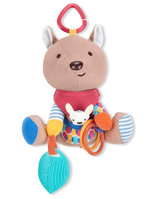 Skip Hop Bandana Buddies Baby Activity and Teething Toy with Multi-Sensory Rattle and Textures, Kangaroo