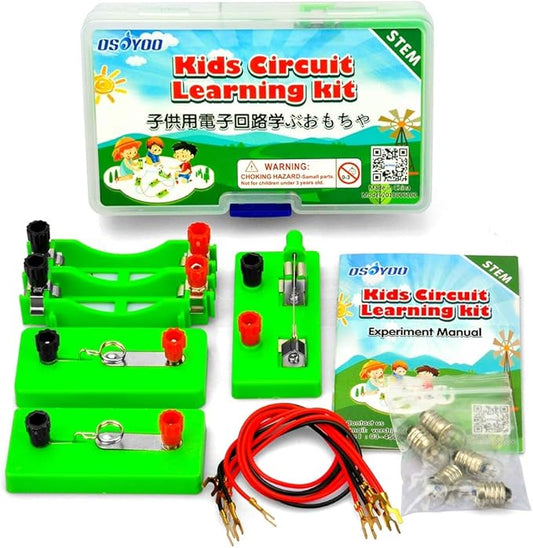 OSOYOO Kids Electricity Circuit Learning Kit for Science Study,Series Circuit Parallel Circuit, Physics Experiments Learning Tool for Kids Age 5+