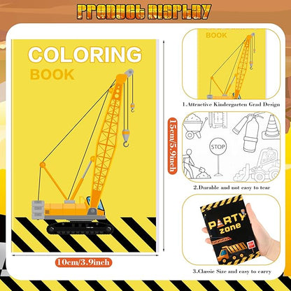 Estune 40 Pcs Coloring Books Party Favor for Kids Coloring Book Set Mini Small Color Booklets Goodie Bag Stuffers Gift Classroom Home(Construction Trucks)