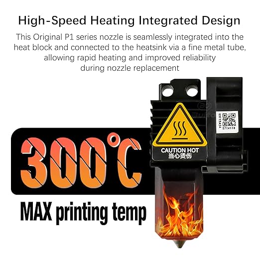 Original Bamboo Lab X1/X1C Hotend Assembly Complete with Stainless Steel 0.2mm Nozzle,Ceramic Heater, Thermistor, Cooling Fan for X1 Series 3D Printer Extruder Heating Block Replacement