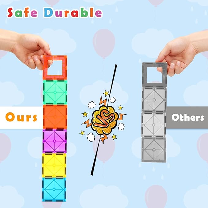 Gemmicc Magnetic Tiles Building Blocks, Magnet Toys for Kids, STEM Approved Educational Toys,3D Magnet Puzzles Stacking Blocks for Boys Girls,63 PCS Classic Set