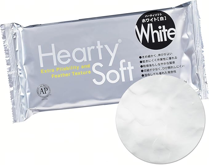 Padico Hearty Soft Clay, White, Lightweight Air Dry Clay 180g (6.3 oz) | Fine & Flexible Texture Perfect for Flowers, Sweets & Deco, Miniature Food