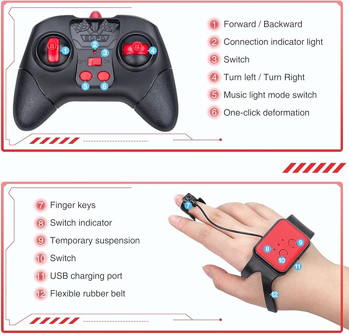 RC Stunt Car for Kids, RC Car Toy, Remote Control Stunt Gesture RC Car with Music, Double Sided 360 DegreeSpins and Flips Gesture Sensing Rc Stunt Car, for 8-15 Years Boy Girl, Birthday