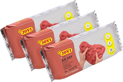 Jovi - Air Dry Modeling Clay, Set of 3 Units, 1.1lb Each, Total of 3.3 lb, No Oven Needed, Terracotta Color, Pottery Clay for Arts and Crafts Projects (P88/3)