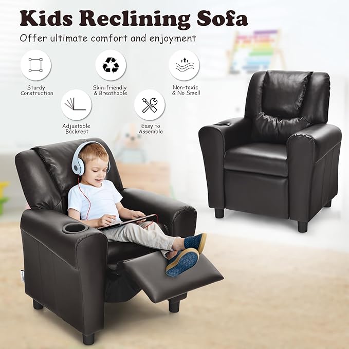 Charles Kids Recliner Chair, Coffee
