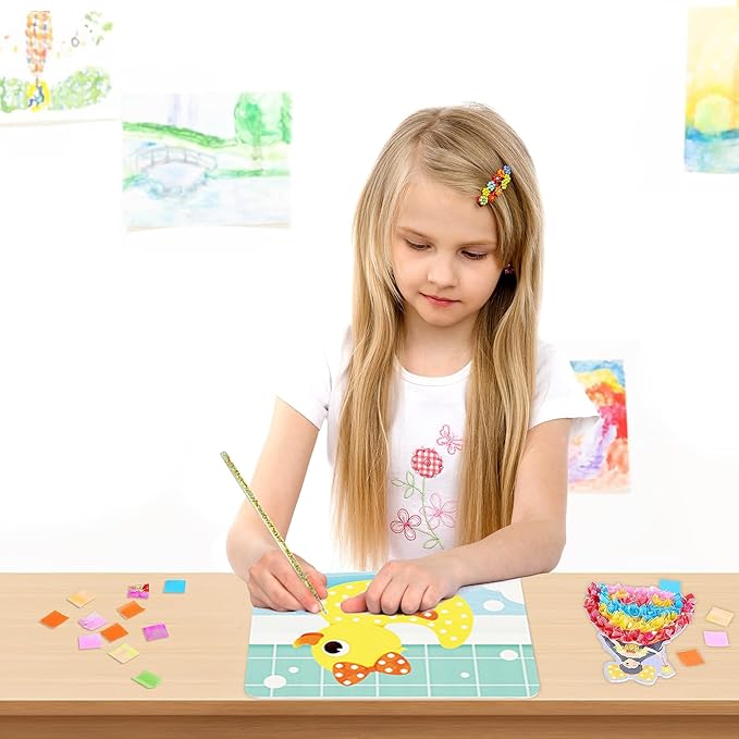 Rikostuoz Crafts Kits for Kids 10 Sheets of Poking Boards,DIY Poking Creative Puzzle Puncture Painting,Art Paper Craft Kit Kids Toys Gifts (Fairy Tales)