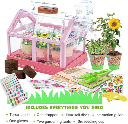 Kids Plant Growing Kit: Terrarium Kit for Kids,Science STEM Toy & Craft Growing Kits for Ages 4-8 Birthday Easter Gifts for Girls 4, 5, 6, 7, 8, Year Old - Gardening Set Toys