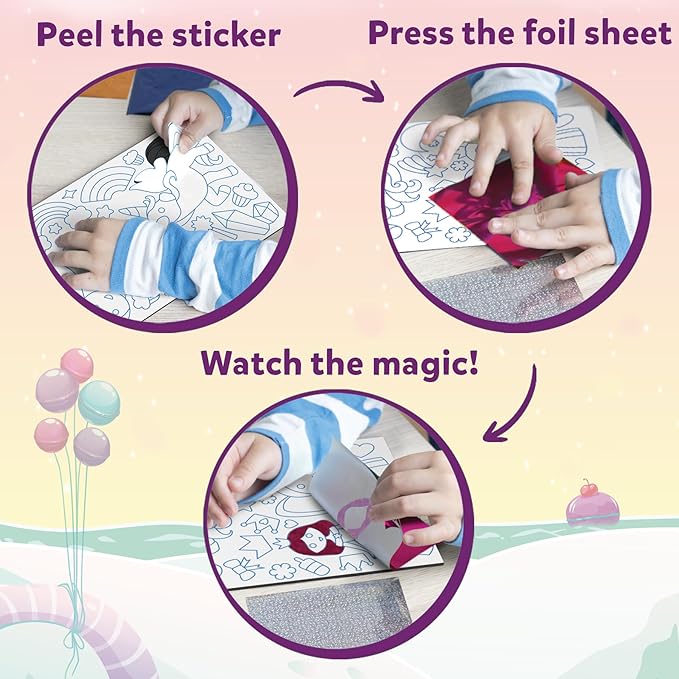 Skillmatics Art & Craft Activity - Foil Fun Unicorns & Princesses, No Mess Art for Kids, Craft Kits & Supplies, DIY Creative Activity, Valentine's Day Gifts for Ages 4, 5, 6, 7, 8, 9