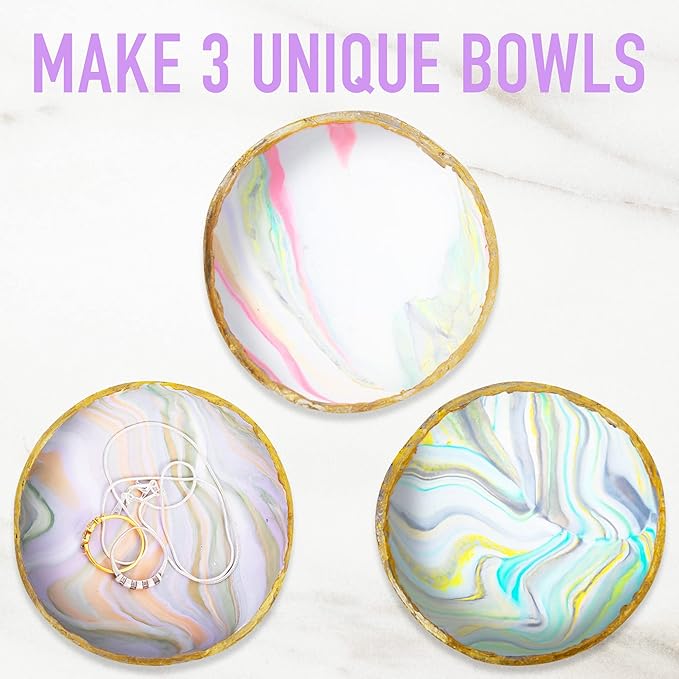 Make Your Own Clay Jewelry Bowls Arts and Crafts Kit, Clay Jewelry Dish Kit, Birthday Gifts for Girls Kids Ages 8 9 10 11 12 Years Old, DIY Jewelry Craft Clay Bowl, Clay Crafts for Girls 8-12