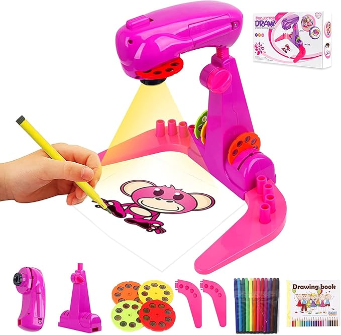 Drawing Projector for Kids Toy,smart art sketcher projector kid toys, with 32 Slide Cartoon Patterns and 12 Color Brush, Adjustable Pattern Size,Suitable for Children to Learn to Draw and Sketch
