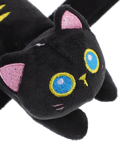 Vaguelly Cat Slap Bracelet,Stuffed Animal Slap Bracelets Adorable Plush Animals Huggers Slap Bracelets Interactive Toy for Kids Birthday Party Gifts Black
