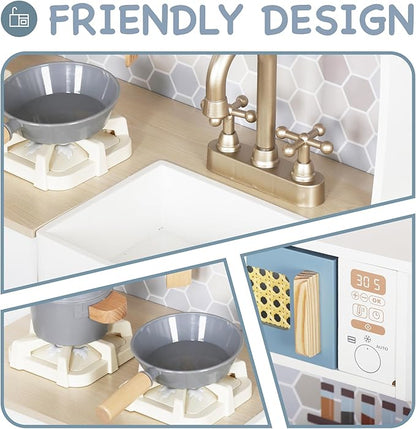 Kitchen Toy Playset for Kids, Electronic Play Stove with Light&Sounds, Pretend Play Cooking Toys Kitchen Set with Cookware Accessories,Toddler Toy Kitchens Festival Gift for 3+ Year Old Girls Boys