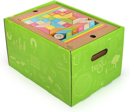 240 Piece Tegu Classroom Magnetic Wooden Block Set, Tints
