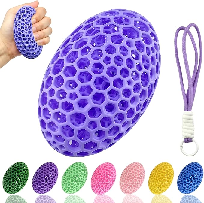 3D Printed Fidget Toys Stress Ball for Adults Grip Strength Trainer,Squishy Fidget Toy for Hand Therapy Bouncing Ball for Anxiety Relief,Classroom Gifts Kids Focus Decompression Ball for Office