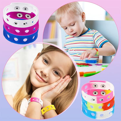 MTLEE 12 Pieces Silicone Wristbands Adjustable Rubber Bracelets Colorful Cute Charm Bracelets with Holes for Shoe Charm Boys Girls Birthday Party Award