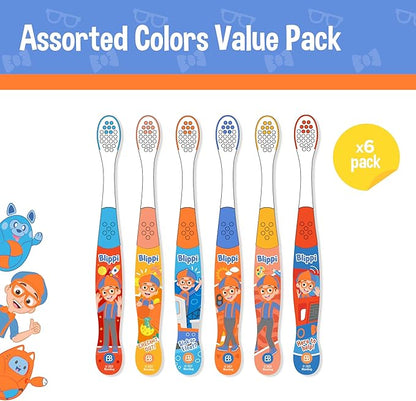 Brush Buddies Blippi Kids Toothbrushes, Manual Toothbrushes for Kids, Toothbrush for Toddlers 2-4 Years, Blippi Childrens Toothbrush, Soft Toothbrushes, 6PK