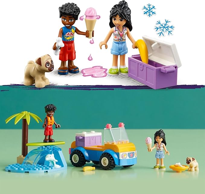 LEGO Friends Beach Buggy Fun 41725 Building Toy Set, Creative Fun for Toddlers Ages 4+, with 2 Mini-Dolls, Pet Dog and Dolphin Figures, a Beach Buggy Toy Car and Accessories