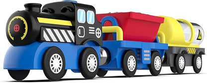 Train Accessories Battery Operated Locomotive Train, Engineering Train Fits All Train Set for Toddlers, Engine Powerful Train Toys for Wooden Railway System, Train for Kids