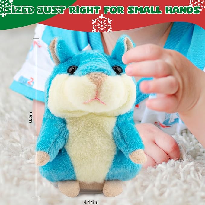 Talking Hamster - Stuffed Animals Toy for Kids 2 3 4 5 6 Year Old, Repeats What You Say - Toddler Interactive Plush Toys, Birthday Gifts for Boys Girls 2 Years and Up
