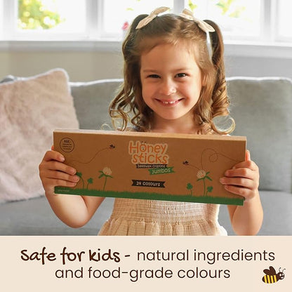 Honeysticks Jumbo Crayons (24 Pack) - 100% Pure Beeswax, Non-Toxic, Unbreakable, Eco-Friendly Crayons for Kids 2-8