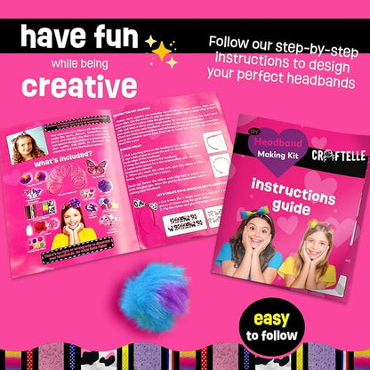 Headband Making Kit for Girls - Make Your Own Fashion Headbands - Hair Accessories Girls Crafts Ages 5-7 - DIY Arts and Crafts Birthday Gifts for 5 6 7+ Year Old Girls – 5 6 7 Year Old Girl Gift Ideas