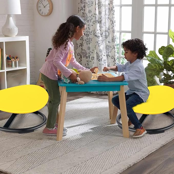 Kids Sensory Swivel Chair, Autism Sensory Chair, Spinning Chair for Autistic Kids, Small Space, Spin Seat, Metal Base, Non-Slip Design, Yellow