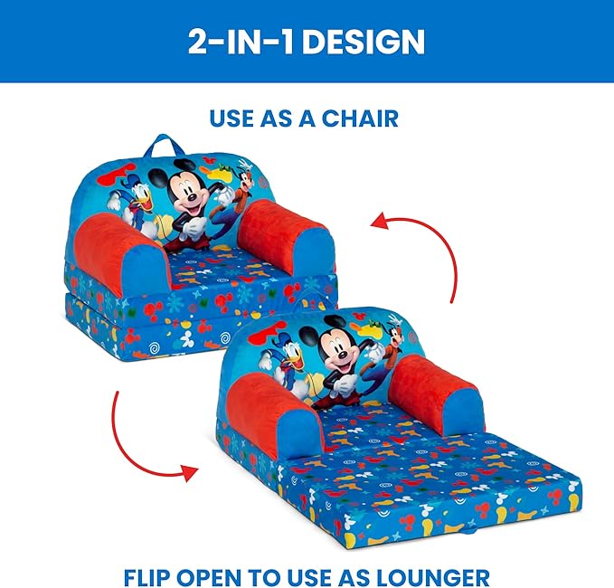 Delta Children - Mickey Mouse Cozee Buddy Flip-Out Kids Chair, Blue
