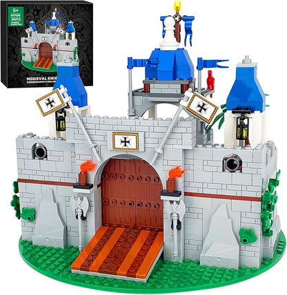 Medieval Knight Castle Building Blocks Set – Comes with 12 Knights Figures , Compatible with Lego Medieval Town Square House Toys , for Adults & Children Ages 6+