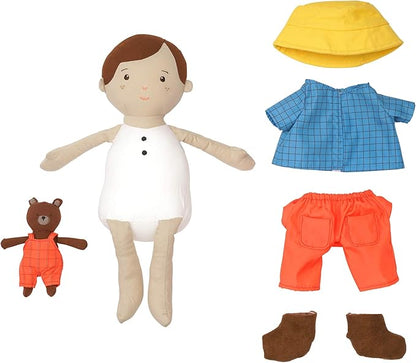 Manhattan Toy Playdate Friends Alex Machine Washable and Dryer Safe 14 Inch Doll with Mini Bear Stuffed Animal