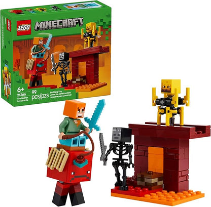LEGO Minecraft The Nether Lava Battle Toy and Playset - Building Minecraft Toy for Kids, Ages 6+ - Alex, Wither Skeleton, Blaze and Strider Figures for Pretend Play - Gift Idea for Birthdays - 21266