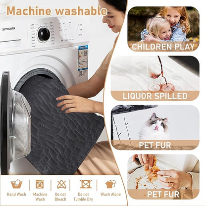 Recliner Covers That Stay in Place, 100% Waterproof Non-Slip Recliner Chair Covers with Pocket, Elastic Straps, Washable Reclining Chair Protector for Kids, Pets, Dog, Cat,Black,23IN