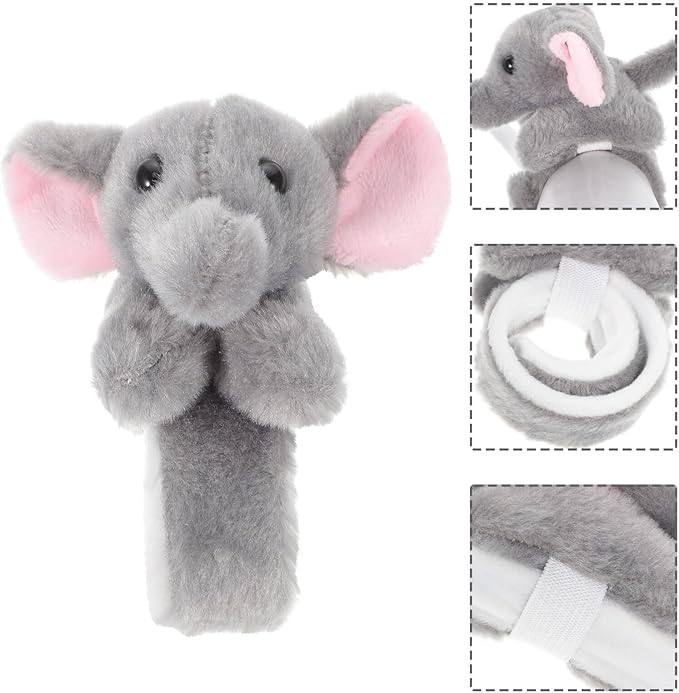 Abaodam Animal Slap Bracelet Elephant Slap Bracelet Plush Stuffed Animal Hugger Snap Wrist Band for Kids Birthday Party Gifts