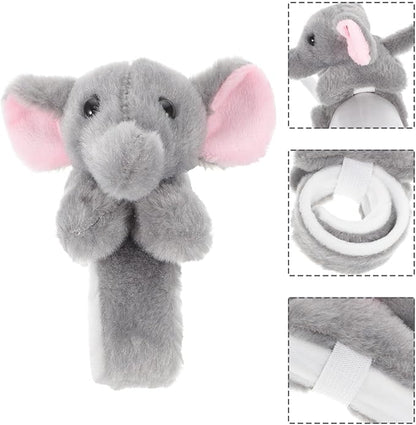 Abaodam Animal Slap Bracelet Elephant Slap Bracelet Plush Stuffed Animal Hugger Snap Wrist Band for Kids Birthday Party Gifts