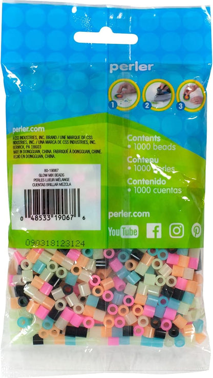 Perler Beads Fuse Beads for Crafts, 1000pcs, Multicolor Glow in the Dark