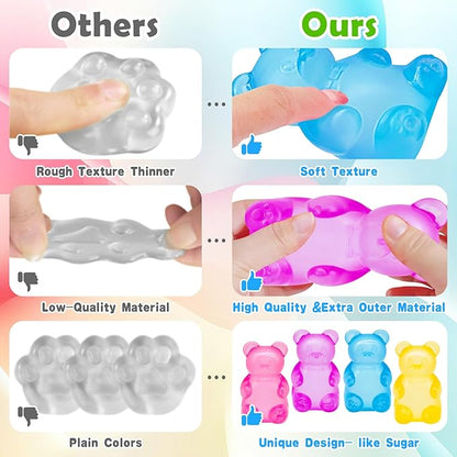 Fidget Toys Gummy Bear, Stress Cube Squishies Anxiety Stress Relief, Ice Squishy Stress Cube-Drop Malt Sugar Balls, Sensory Ball for Kids with Autism (Orange, 1)