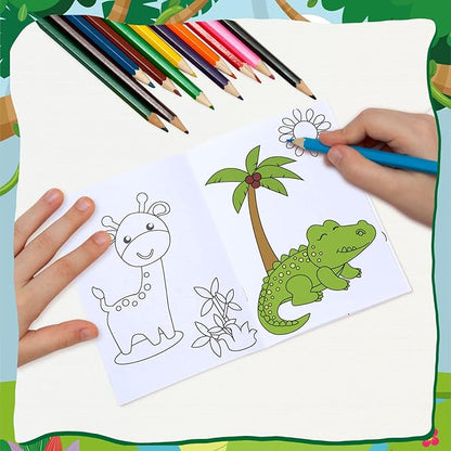 Honoson 24 Pcs Kids Coloring Books Animals Truck Coloring Books Bulk Jungle Animals Party Favors Mini DIY Art Drawing Pages for Birthday Gifts Classroom Jungle Party Supplies(Cartoon Style)