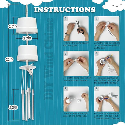 3-Pack DIY Wind Chime Kits- Arts and Crafts for Boys Girls Kids Ages 8-12 4-8 6-8 5-7 3-5, Construct & Paint Birthday Holiday for Kids