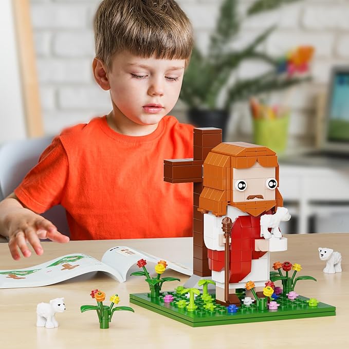 Jesus Building Block Set, The Shepherd God，Compatible with Lego Jesus Building Toy, Bible Story Jesus Figures with LED Light，Easter, Christmas, Christian Gift for Adults and Kids Age 6+(324PCS)