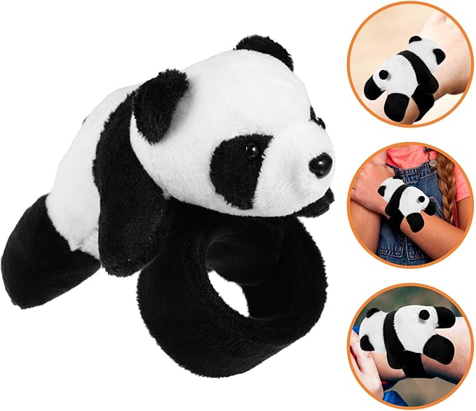 Abaodam Animal Slap Bracelet Panda Slap Bracelet Plush Panda Stuffed Animal Hugger Snap Wrist Band for Kids Birthday Party