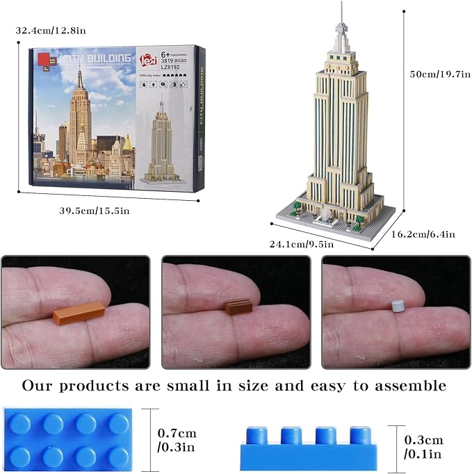 STMIGAIBLOCKS 3819PCS New York Empire State Micro Building Blocks Set,Commemorative Architectural Model Building,Unique Choice for 6+ Kids or Adults