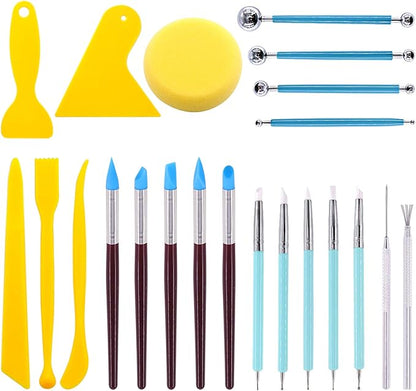 Swpeet 22Pcs Modeling Clay Sculpting Tools Kits, Ball Stylus Tool, Pottery Tools, Rubber Tip Pens, Plastic Clay Tools,Clay Needle for Making Modeling Clay Cake Fondant Decoration