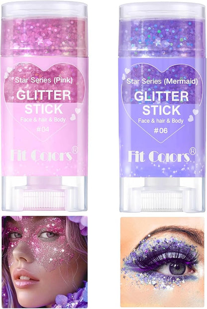 Face Body Glitter Stick,Music Festival Accessories Outfits for Women,Hair Glitter Makeup,Mermaid Chunky Glitter Face Paint,Waterproof Sparkle Face Glitter for Country Concert