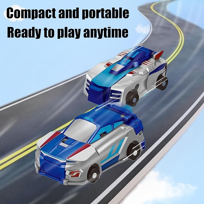 Aimery Collision Transforming Dinosaur Car Toy, 2 Magnetic Cars Convert into Dinosaur Toys,Dino Robot Toy, Boys Toys,Kids Toys, Party Birthday for Kids (Blue)