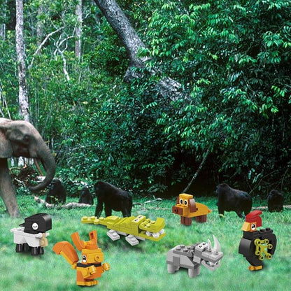 IAMGlobal 12 in 1 Mini Building Blocks Animals, Assorted Toy Animal, Building Blocks Stem Toys, Party Favor for Kids, Goodie Bags, Birthday, Carnival Prizes