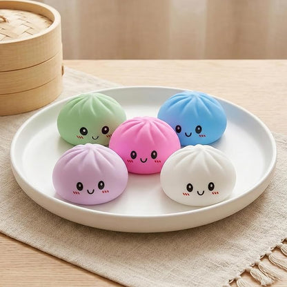 Glitter Dumpling Squishy,Dumpling Squishies,Glitter Dumpling Mystery Box,Colorful Dumpling Stress Balls Fidget,Jumbo Squishy Toy with Steamer Box,Soft Squeeze Decompression Dough (Blue)