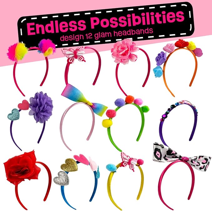 Headband Making Kit for Girls - Make Your Own Fashion Headbands - Hair Accessories Girls Crafts Ages 5-7 - DIY Arts and Crafts Birthday Gifts for 5 6 7+ Year Old Girls – 5 6 7 Year Old Girl Gift Ideas